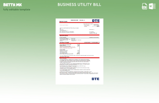 Модерен стил шаблон за деловни сметки за комунални услуги на Мичиген DTE Energy